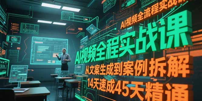 AI视频全流程实战课，从文案生成到案例拆解，14天速成45天精通-汇课新知资源网