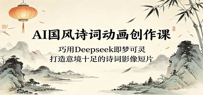 AI国风诗词动画创作课:巧用Deepseek即梦可灵,打造意境十足的诗词影像短片-汇课新知资源网