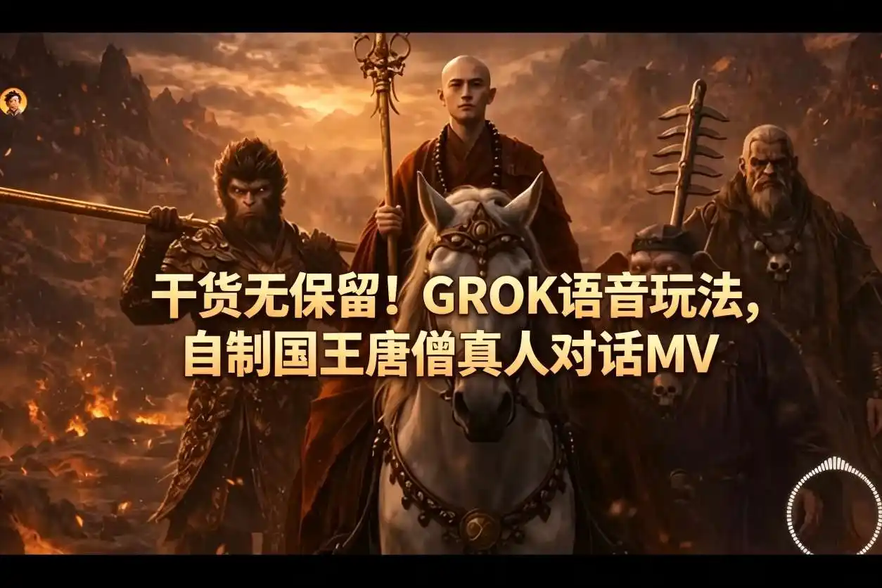 干货无保留!GROK语音玩法,自制国王唐僧真人对话MV-汇课新知资源网