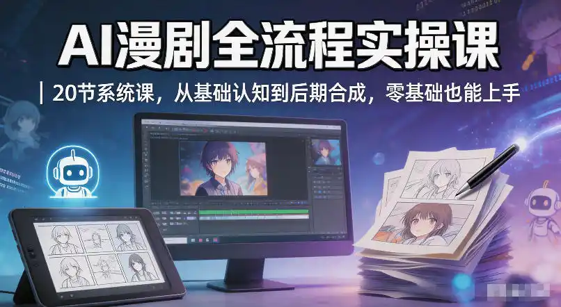 AI漫剧全流程实操课|20节系统课,从基础认知到后期合成,零基础也能上手-汇课新知资源网