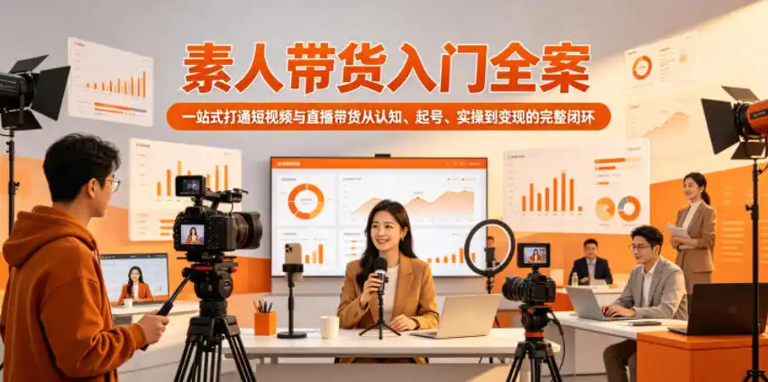 素人带货入门全案,一站式打通短视频与直播带货从认知、起号、实操到变现的完整闭环-汇课新知资源网