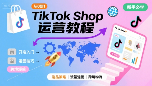 TikTok Shop从0到1运营教程，TikTok跨境电商新手必学课程-汇课新知资源网