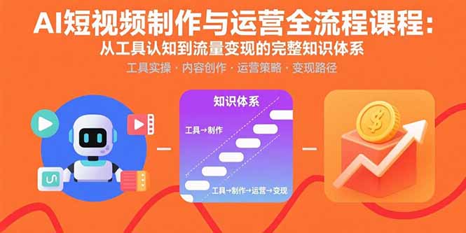 AI短视频制作与运营全流程课程：从工具认知到流量变现的完整知识体系-汇课新知资源网