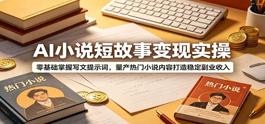 AI小说短故事变现实操：零基础掌握写文提示词，量产热门小说内容打造稳定副业收入-汇课新知资源网