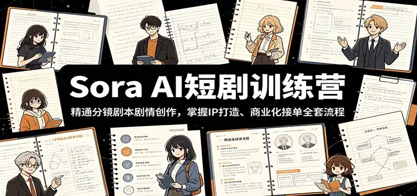 Sora AI短剧训练营:精通分镜剧本剧情创作,掌握IP打造、商业化接单全套流程-汇课新知资源网