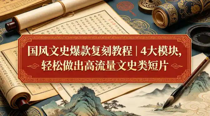 国风文史爆款复刻教程|4大模块,轻松做出高流量文史类短片-汇课新知资源网