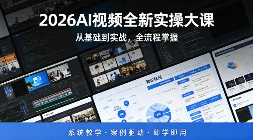 2026AI视频全新实操大课,从基础到实战,全流程掌握,系统教学·案例驱动·即学即用