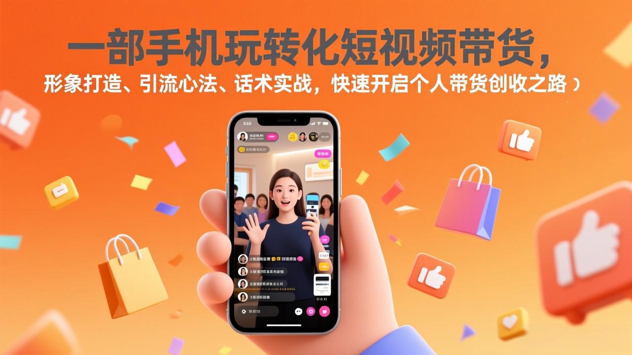 一部手机玩转化短视频带货,形象打造、引流心法、话术实战,快速开启个人带货创收之路-汇课新知资源网