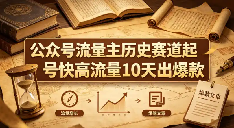 公众号流量主之历史赛道,起号快+高流量,10天就能出爆款!-汇课新知资源网
