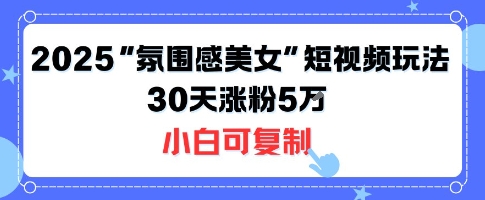 不露脸也能火！2025“氛围感美女”短视频玩法，30天涨粉5W小白可复制-汇课新知资源网
