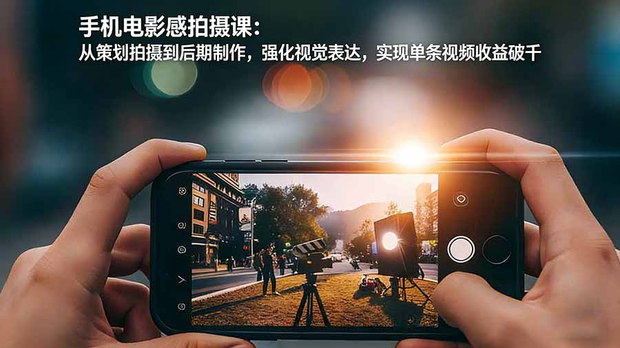 手机电影感拍摄课:从策划拍摄到后期制作,强化视觉表达,实现单条视频收益破千-汇课新知资源网