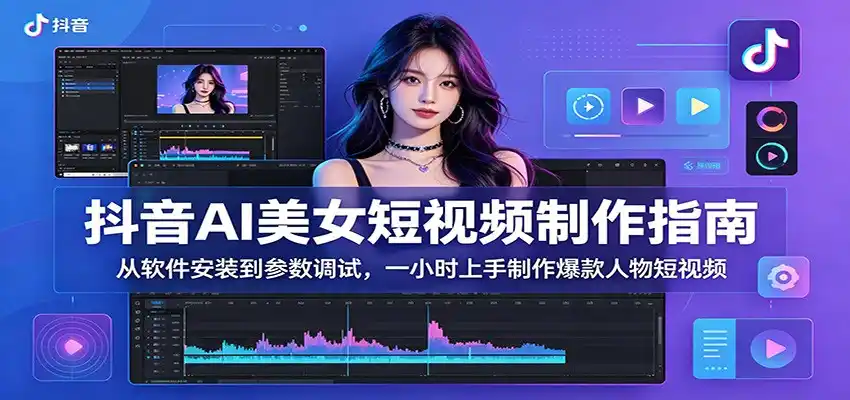 抖音AI美女短视频制作指南：从软件安装到参数调试，一小时上手制作爆款人物短视频-汇课新知资源网