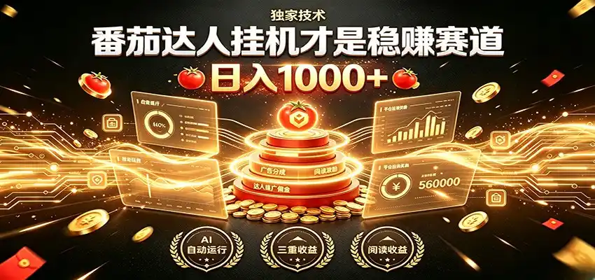 别再瞎找副业！番茄达人挂机才是稳赚赛道 日入1000+-汇课新知资源网