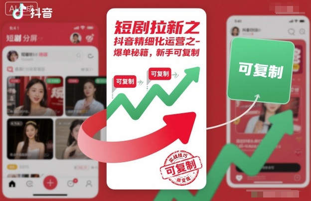 短剧拉新之抖音精细化运营之爆单秘籍,新手可复制-汇课新知资源网