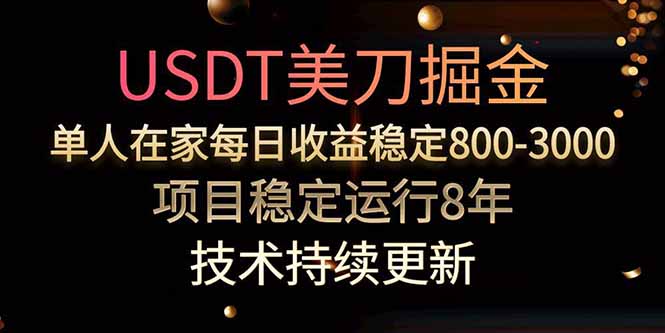 USDT美刀掘金，单人每日收益800-3000，稳定运行8年-汇课新知资源网