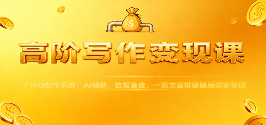 高阶写作变现课:IPO创作系统,AI辅助,数据复盘,一篇文章搭建睡后财富管道-汇课新知资源网