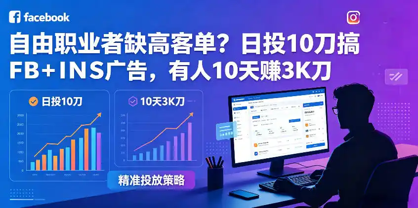 自由职业者缺高客单?日投10刀搞FB+INS广告,有人10天赚3K刀!【原创双语字幕】-汇课新知资源网