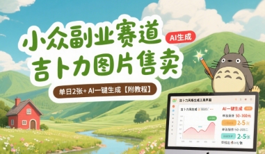 小众副业赛道 吉卜力图片售卖 单日2张+ AI一键生成【附教程】-汇课新知资源网