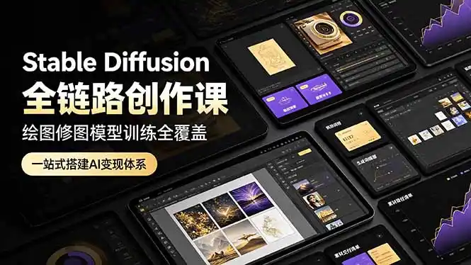 Stable Diffusion全链路创作课,绘图修图模型训练全覆盖,一站式搭建AI变现体系-汇课新知资源网