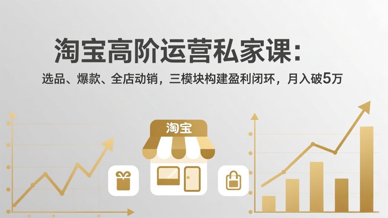 淘宝高阶运营私家课:选品、爆款、全店动销,三模块构建盈利闭环,月入破5万(更新26年2月-汇课新知资源网