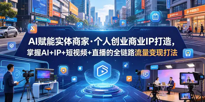AI赋能实体商家·个人创业商业IP打造,掌握AI+IP+短视频+直播的全链路流量变现打法-汇课新知资源网
