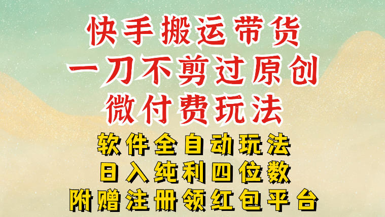 快手搬运带货，一刀不剪过原创，微付费玩法，软件全自动玩法，日入纯利四位数【揭秘】-汇课新知资源网