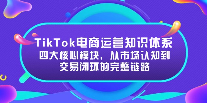 TikTok电商运营知识体系：四大核心模块，从市场认知到交易闭环的完整链路-汇课新知资源网