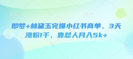 即梦+林黛玉完爆小红书商单，3天涨粉1千，靠怼人月入5k+-汇课新知资源网