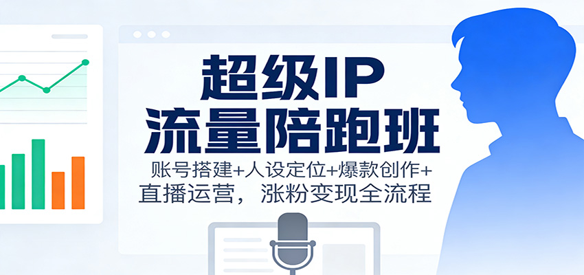 超级IP流量陪跑班：账号搭建+人设定位+爆款创作+直播运营，涨粉变现全流程-汇课新知资源网