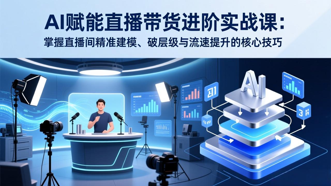 AI赋能直播带货进阶实战课:掌握直播间精准建模、破层级与流速提升的核心技巧-汇课新知资源网