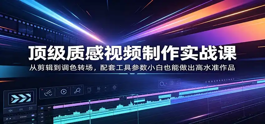 顶级质感视频制作实战课：从剪辑到调色转场，配套工具参数小白也能做出高水准作品-汇课新知资源网