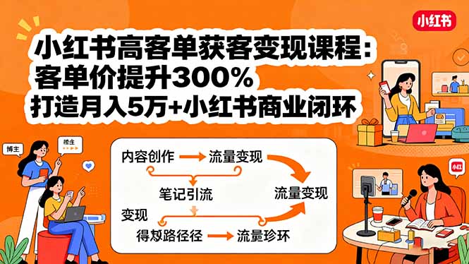小红书高客单获客变现课程:客单价提升300%,打造月入10万+小红书商业闭环-汇课新知资源网