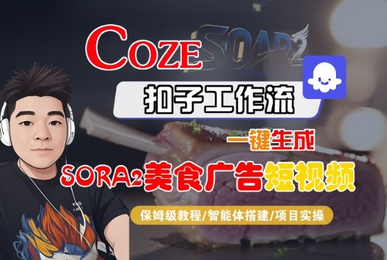 Coze扣子智能体工作流一键生成“SORA2美食广告“短视频,全流程保姆级教学-汇课新知资源网