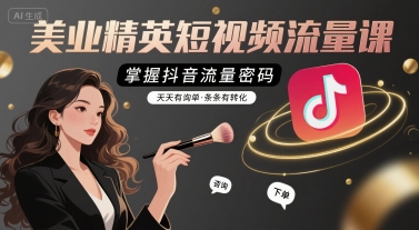 美业精英短视频流量课,掌握抖音流量密码,天天有询单,条条有转化-汇课新知资源网