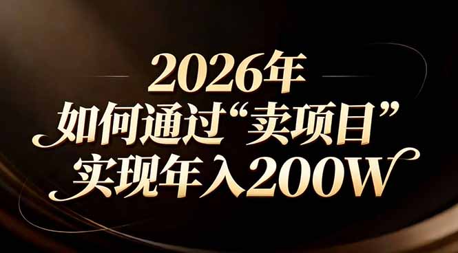 站在2026年的十字路口：一个普通人如何通过卖项目实现年入200万-汇课新知资源网