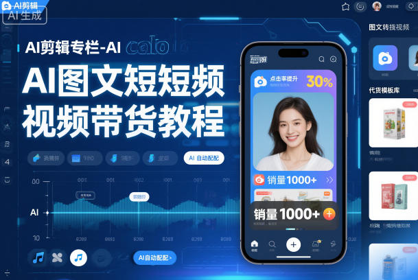 AI剪辑专栏-AI图文短视频带货教程-汇课新知资源网