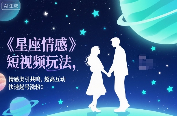 星座情感短视频玩法，情感类引共鸣，超高互动，快速起号涨粉-汇课新知资源网