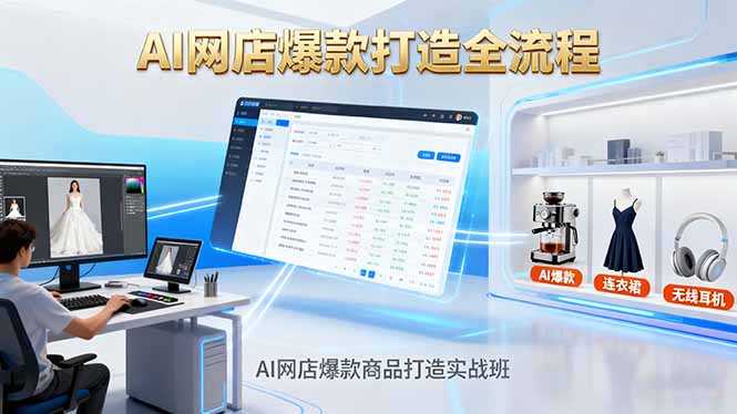 AI网店爆款商品打造实战班:AI技术实现商品图智能处理,快速搭建AI网店-汇课新知资源网