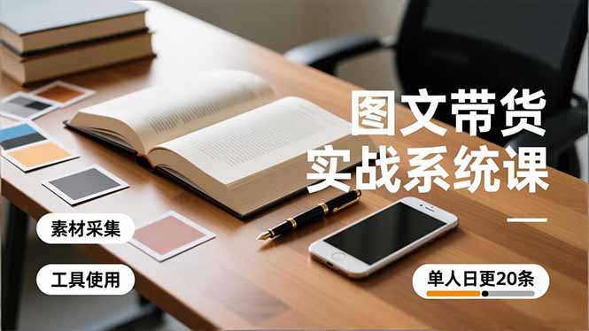 图文带货实战系统课，工具使用、素材采集、防同质化，单人日更20条月入3w+-汇课新知资源网