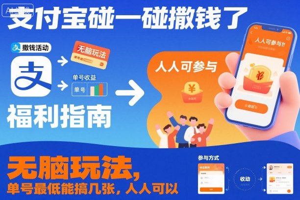 支付宝碰一碰撒钱了，无脑玩法，单号最低能搞几张，人人可以撸【揭秘】-汇课新知资源网