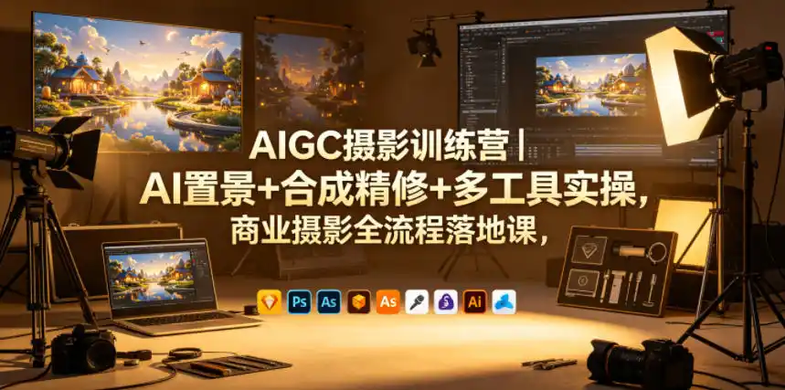 AIGC摄影训练营|AI置景+合成精修+多工具实操,商业摄影全流程落地课-汇课新知资源网