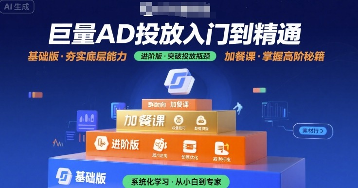 巨量AD投放入门到精通，基础版+进阶版+加餐课-汇课新知资源网