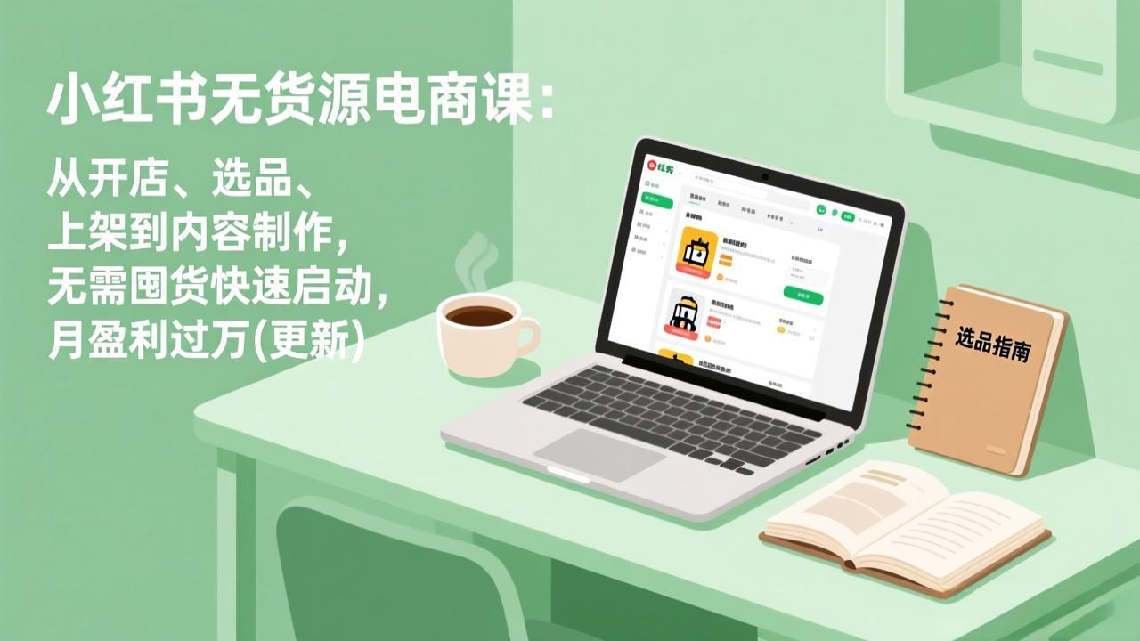 小红书无货源电商课：从开店、选品、上架到内容制作，无需囤货快速启动，月盈利过万(更新-汇课新知资源网