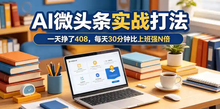 一天挣了408，AI微头条实战打法，每天30分钟比上班强N倍-汇课新知资源网