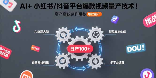 AI+小红书/抖音平台爆款视频量产技术：高产高效创作爆款视频！-汇课新知资源网