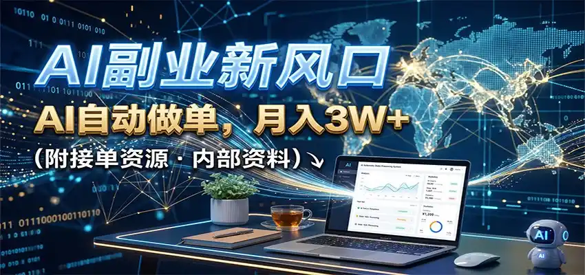 AI副业新风口，AI自动做单，月入3W+，附接单资源-汇课新知资源网