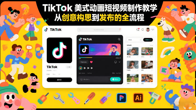 TikTok美式动画短视频制作教学,从创意构思到发布的全流程-汇课新知资源网