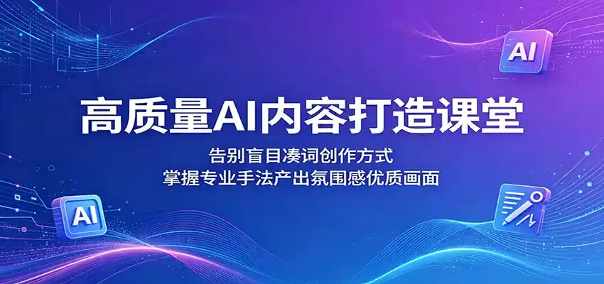高质量AI内容打造课堂:告别盲目凑词创作方式,掌握专业手法产出氛围感优质画面-汇课新知资源网