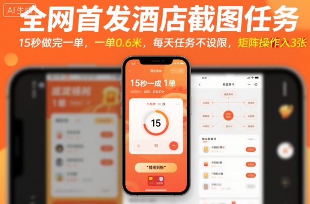 全网首发酒店截图任务,15秒做完一单,一单0.6米,每天任务不设限,矩阵操作日入3张【揭秘】-汇课新知资源网