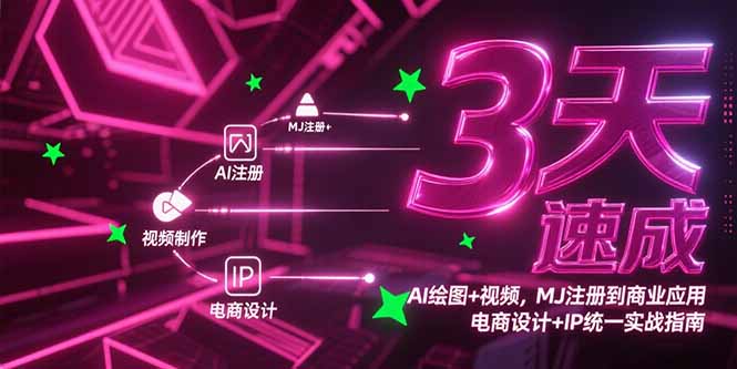 3天速成AI绘图+视频，MJ注册到商业应用，电商设计+IP统一实战指南-汇课新知资源网